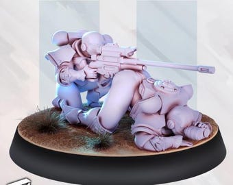 Position du tireur d'élite Brynn | Miniature pin-up soldat de science-fiction féminine | 32 mm / 75 mm | de Gaz Minis