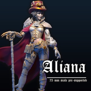 Aliana, the Time Traveler | Female fantasy miniature 3d resin print model pin up miniature Steampunk | by Dungeons And Maidens