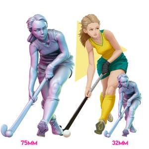 Chica de hockey / Modelo femenino en miniatura impreso en resina 3D / 32 mm - 75 mm / por RNEstudio