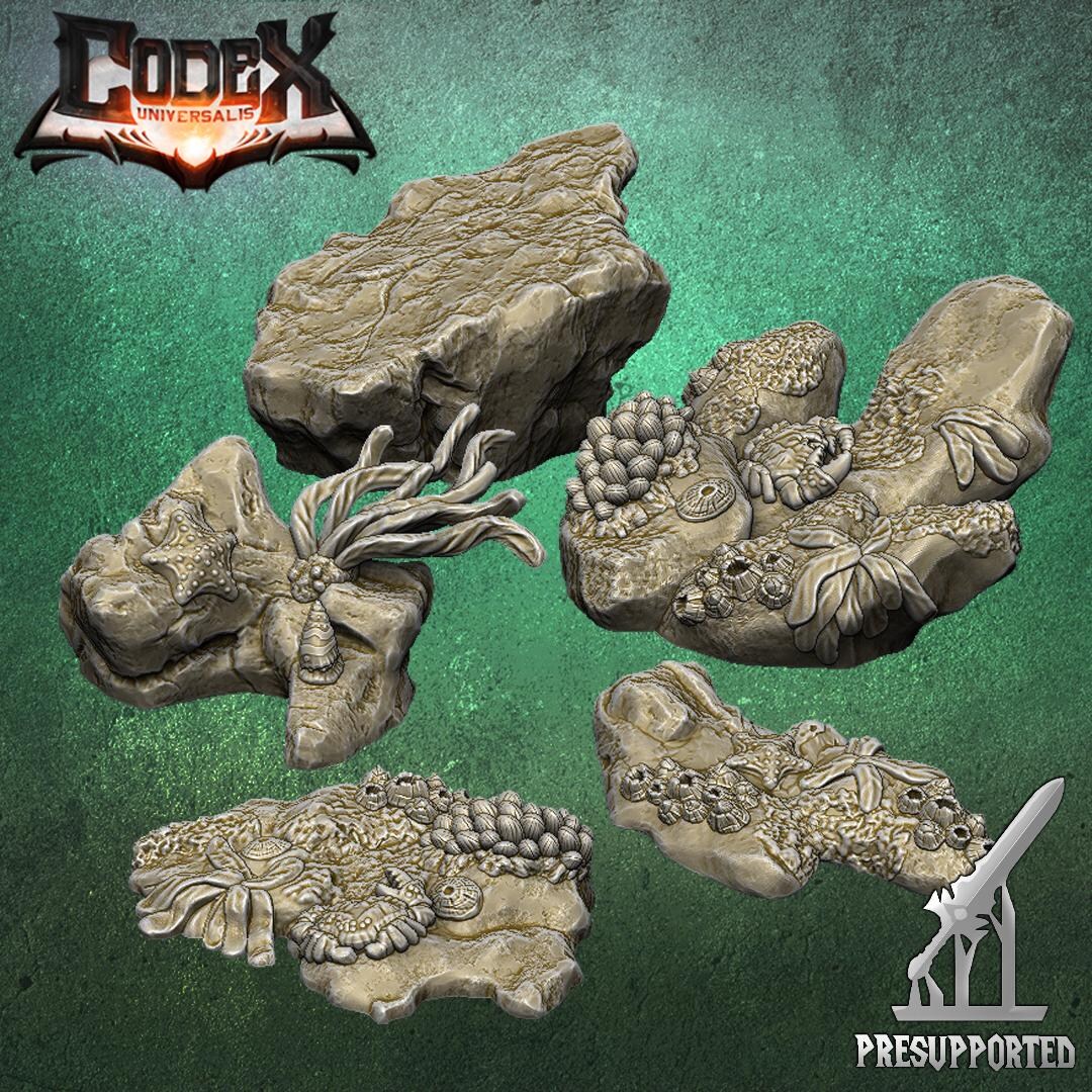 Shore Rocks Terrain | 3D Printed Miniature Basing Bits | by Codex ...