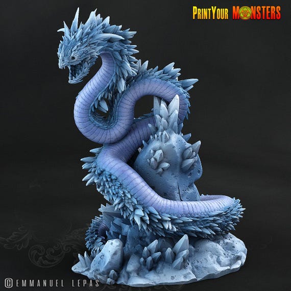 Glacialfang, the Behemoth Serpent | Dnd Ice Dragon Snake Large Scale Monster  Miniature | by Printyourmonster - Etsy