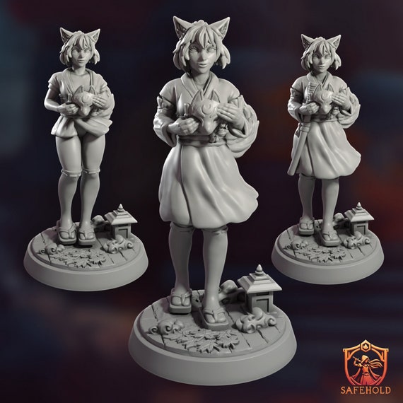 Inari, Kitsune Girl | Female Fantasy Miniature 3d Resin Printed