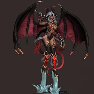 Sukkubus Lussoria | Weibliche Fantasy Demoness Pin-up Miniatur | 75mm | von Ronin Arts Workshop