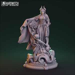 Motarda | DnD Female Witch Necromancer Miniature | 32mm / 75mm | by Hardwitch Games