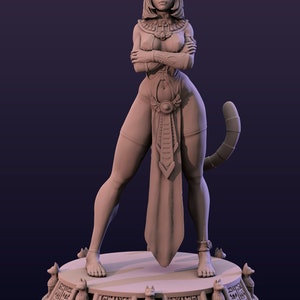 Ankhusu Female fantasy miniature egyptian mythology cat girl 3d resin print pin up miniature 35mm / 75mm by Mini Dreams image 4