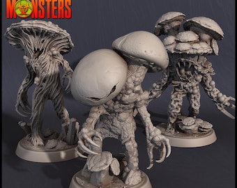 Fungal Warriors | DnD Mycelic Myconid Mushroom Monster Miniature | 32mm / 75mm | by PrintYourMonster