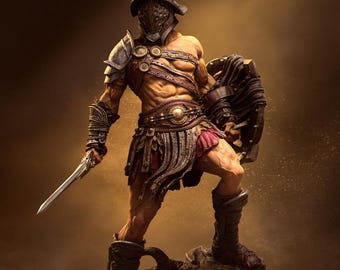 Swordsman Gladiator | Fantasy Greek Barbarian Collectible Resin Miniature | by Nerikson