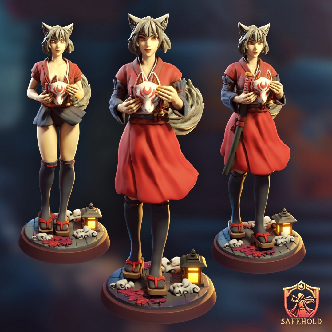 Inari, Kitsune Girl | Female Fantasy Miniature 3d Resin Printed