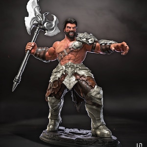 Hanrink | Fantasy miniature 3d resin printed model Barbarian miniature large scale statue | 80mm / 250mm | by LD3Dart