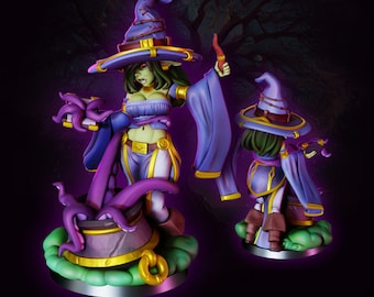 Fizzlebang, la bruja duende / Miniaturas de fantasía femenina, modelos impresos en 3D, miniaturas pin up / 32 mm / 75 mm / por Gaz Minis
