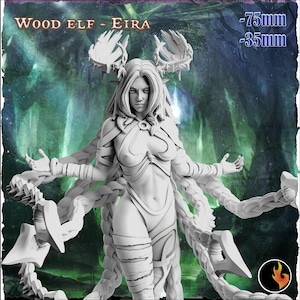 Eira | Female Fantasy Miniature Elf Pinup miniature D&D Model | 32mm / 75mm | by Ravi