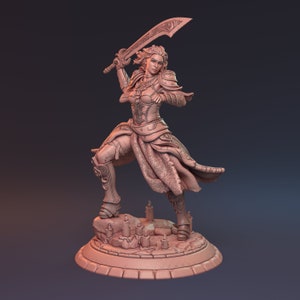 Laerta / Miniatura de guerrera luchadora de fantasía femenina pin-up / 32 mm / 75 mm / por HardWitch Games