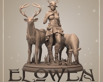Elowen | Female Satyr Tamer Collectible Miniature | 32mm / 75mm | by Dungeons&Maidens