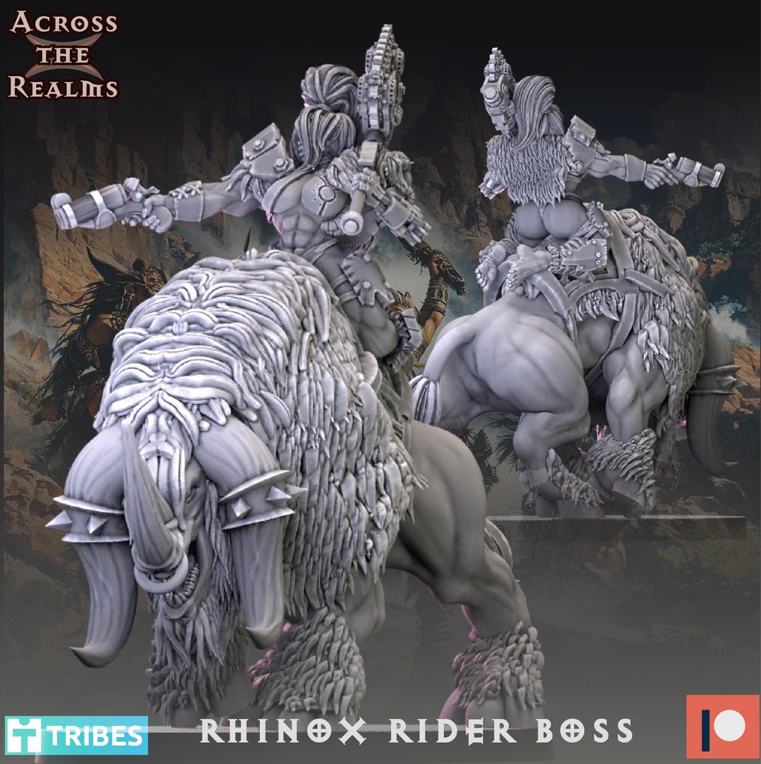 Rhinox Rider Boss | Dnd Female Orc Barbarian Rider Collectible Pinup ...