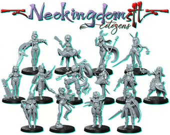 Neocitizens 3 Bundle | Sci-fi Pinup Miniature collection | 32mm / 75mm | by RNEStudio