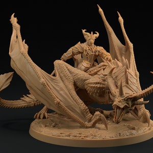 Talonheart & Dragonborn Rider | Fantasy miniature dragon monster DnD Dragon Miniature | 100mm | by The Dragon Trappers Lodge