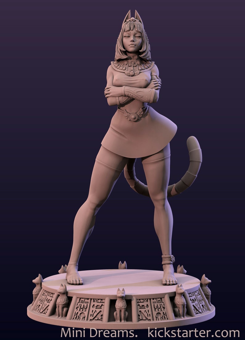 Ankhusu Female fantasy miniature egyptian mythology cat girl 3d resin print pin up miniature 35mm / 75mm by Mini Dreams image 1