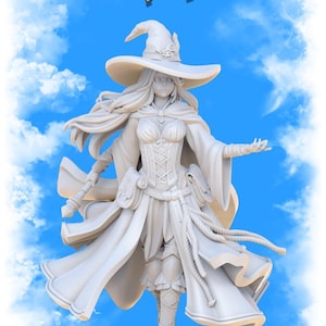 Morgana Greyspell | Female Fantasy Wizard Sorceress 3D Printed Miniature | 32mm / 75mm | by Print Fantasy