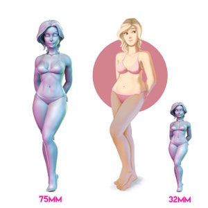 Bikini Girl 2 | Female miniature 3d resin printed model | 32mm - 75mm | by RNEstudio