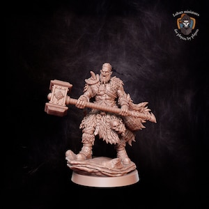 Half Orc Barbarian | Customizable dnd miniature Orc Barbarian fantasy miniature | 32mm | by Lubart Miniatures