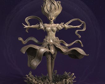 Lyndra the Archmage | DnD Female Witch Sorceress Warlock Collectible Miniature Statue | 75mm / 140mm | by Nerikson