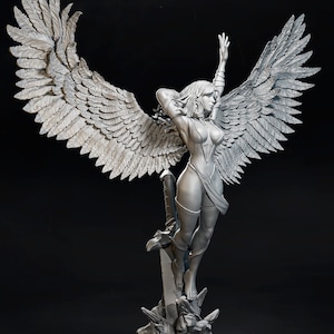 Shamsiel | Fantasy miniature aasimar valkyrie angel female pin up miniature 3d print  | 80mm | by LD3Dart