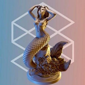 Silindi | Siren Mermaid Pinup Female Miniature Sculpture Fantasy Model | 32mm / 54mm / 75mm | by Claudia Rodriguez