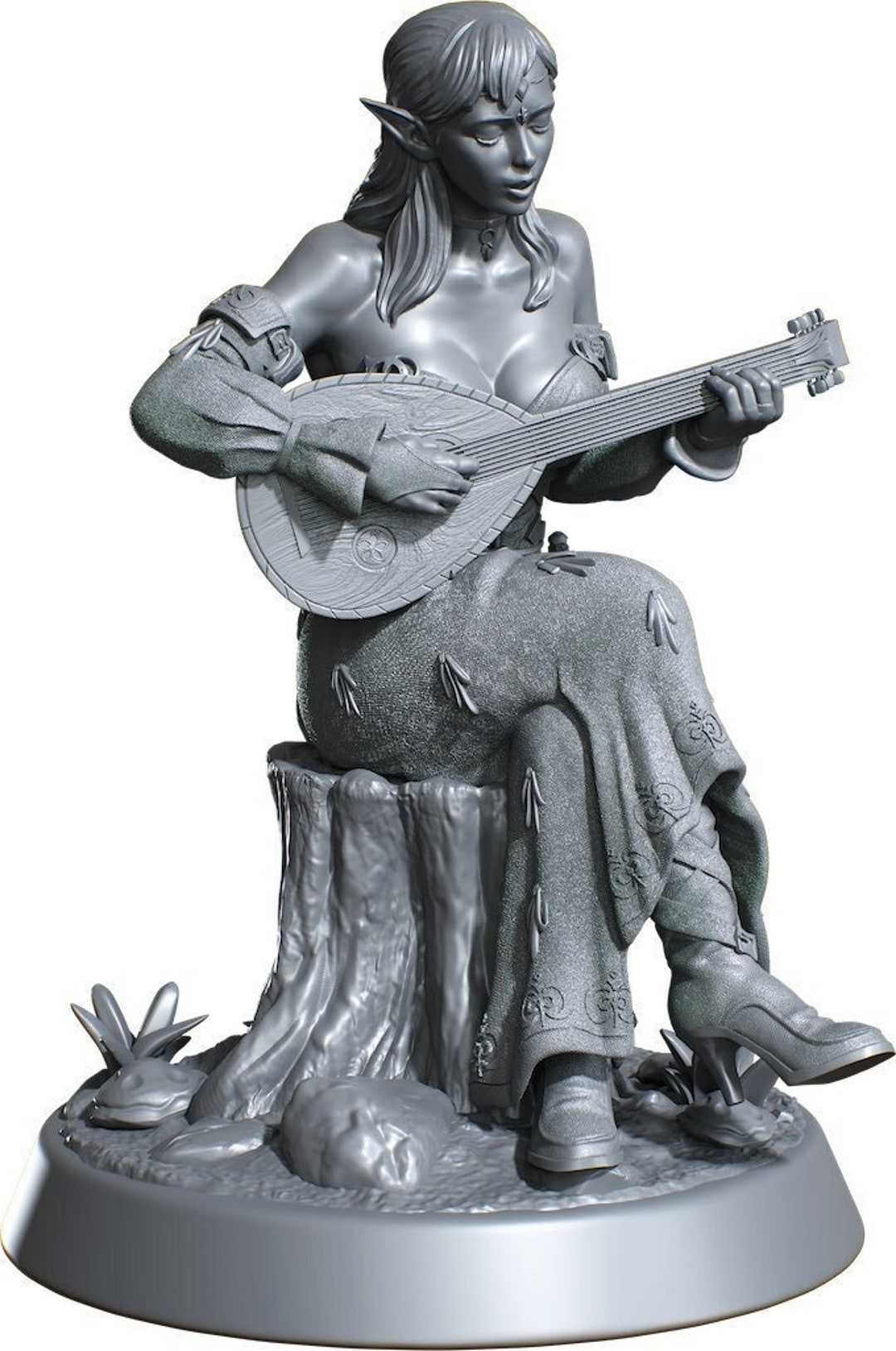 Wood Elf Bard Female Fantasy Miniature Elf Bard Sexy Pin up Miniature 3d Resin Print 32mm 75mm