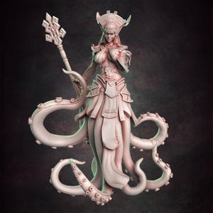 Cecaelia Wizards | Female Mermaid Sorceress 3D Printed Miniatures | 32mm / 75mm | by Red Clay Collectibles