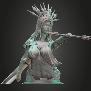 Selene Wavewalker Büste | Unbemalte weibliche Büste Miniatur 3d Harz gedruckte Miniaturen | von AMCM Studios