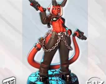 Oni Gunslinger Redshot | DnD Collectible Unpainted Miniature | 32mm / 75mm | by Gaz Minis