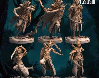 Dark Elf Assassins Set | DnD Fantasy Tabletop Roleplaying Game Miniatures | by Monolith Arts
