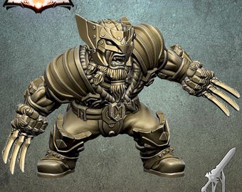 Dwogan Mithrilclaw | Fantasy Badger Warrior Collectible Miniature | 32mm / 75mm / 100mm | by Codex Universalis