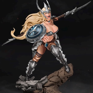 Ioetta | Female fantasy Warrior Knight 3D Printed Pin-up miniature | 40mm - 75mm | by LD3Dart