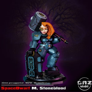 Miranda Ironblood | Female sci-fi miniatures 3d printed models pin up miniatures | 32mm / 75mm | by Gaz Minis