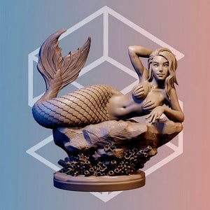 Tifleidis | Siren Mermaid Pinup Female Miniature Sculpture Fantasy Model | 32mm / 54mm / 75mm | by Claudia Rodriguez