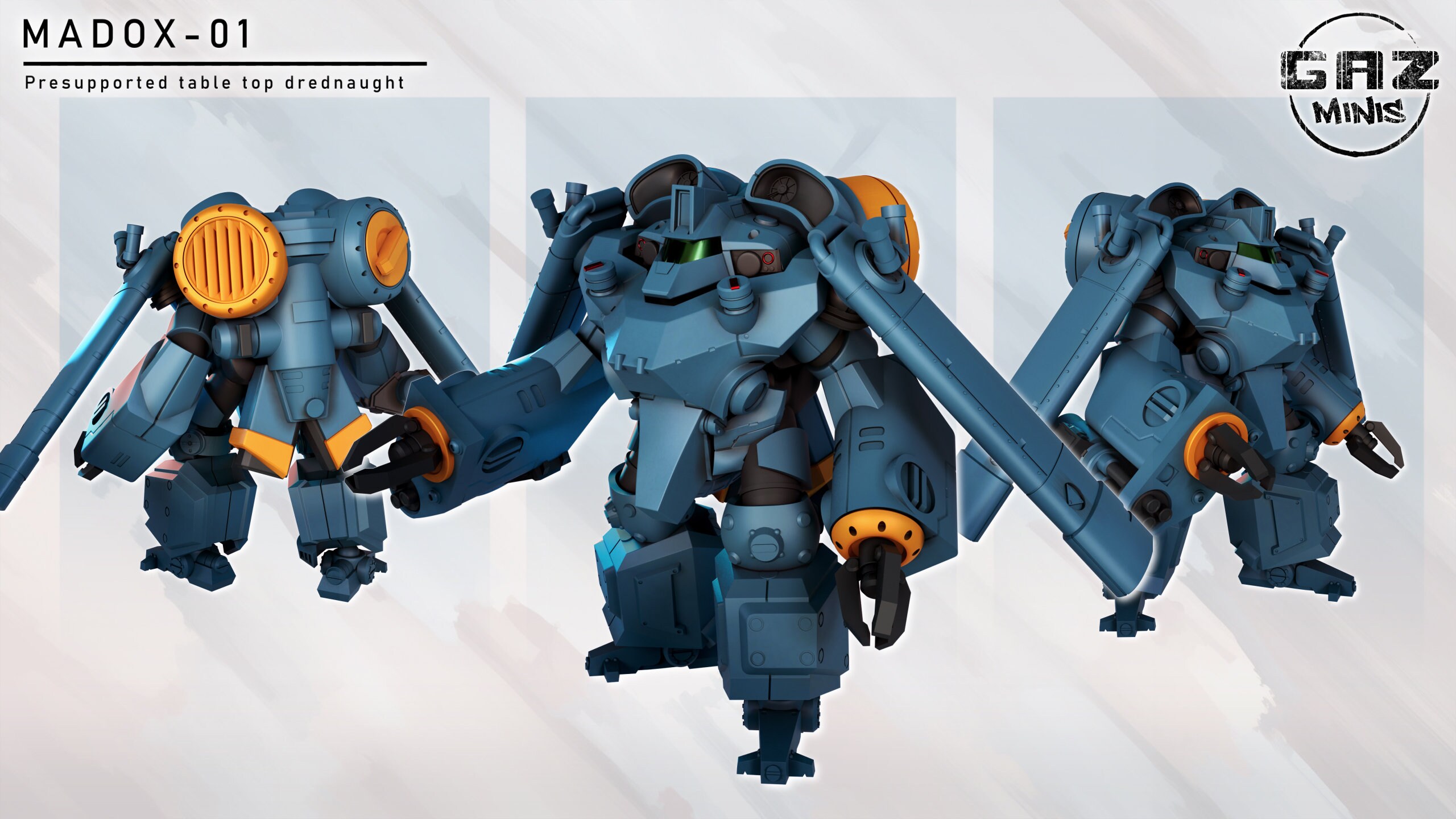 Madox Mecha | Sci-fi Mecha 3D Resin Printed Miniature | 60mm | by Gaz Minis