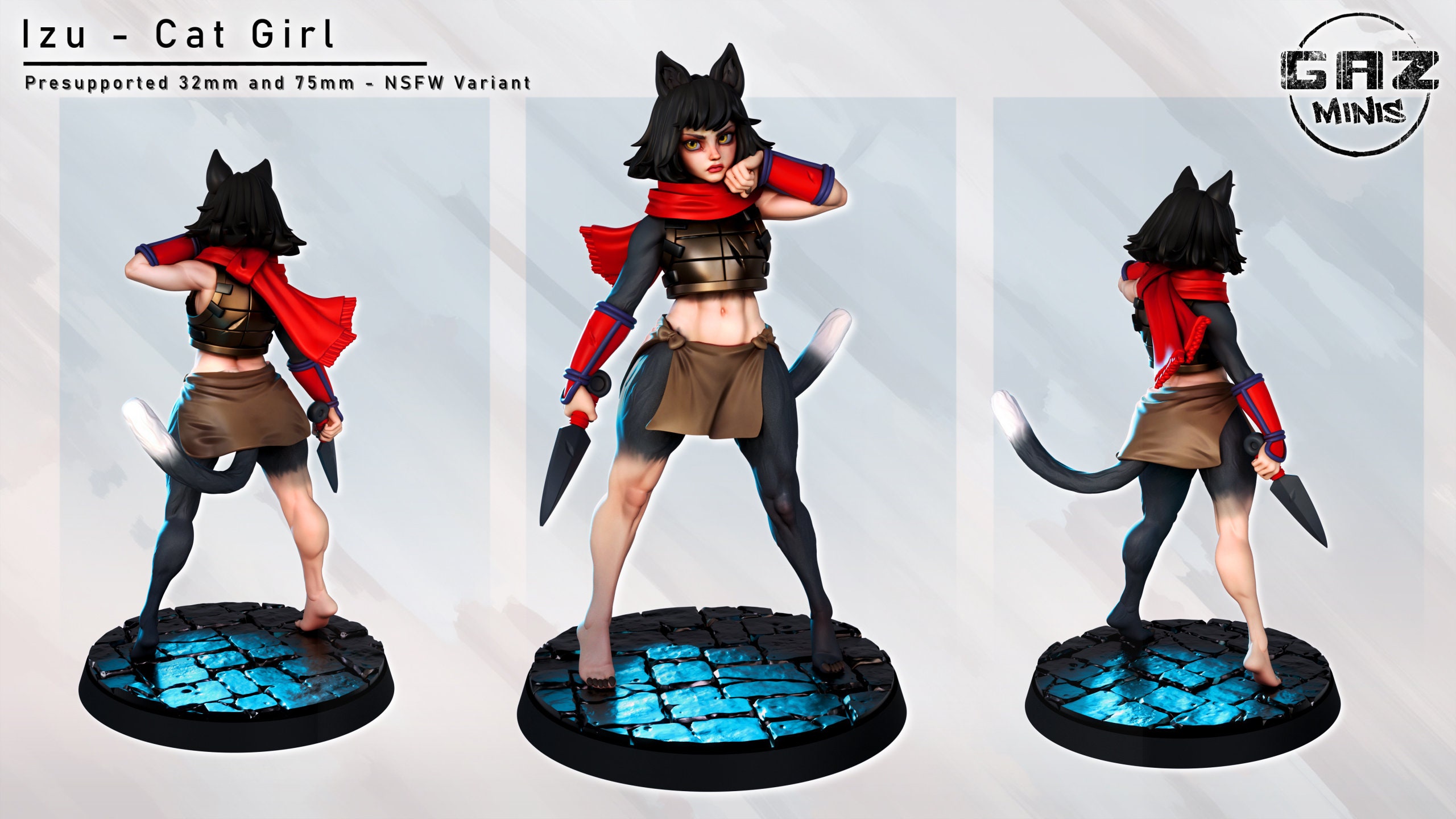 Cat Girl Izu | Dnd Female Half Tabaxi Ninja Shinobi Pin up