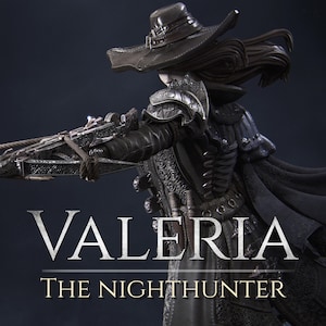 Valeria the Nighthunter | DnD Grimdark Vampire Hunter Collectible Miniature | 32mm / 75mm | by Nerikson