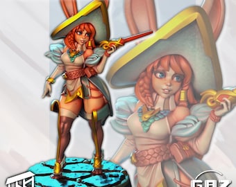 Aurelia Hare Mage | DnD Harengon Witch Miniature | 32mm / 75mm | by Gaz Minis