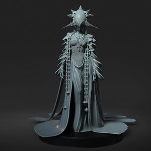 Dark Queen Sister | Female Fantasy Sorceress Lich Necromancer 3D Print | 75mm | by Broken Sword Miniatures