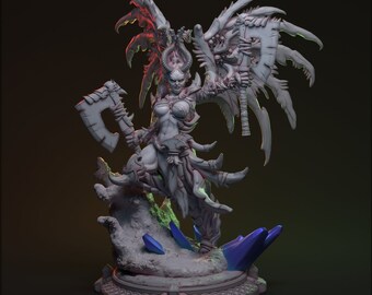 Straada | DnD Demon barbarian Warrior Female Fantasy Miniature | 40mm / 75mm / 100mm | by HardWitch Games