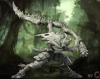 Zikek the Quick | Fantasy Insectoid Insect-Folk Thri-kreen Warrior Rogue Collectible miniature | 32mm / 75mm | by Codex Universalis