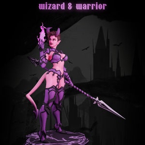 Ravenna Bloodshadow | Female Fantasy Miniature Tiefling Bard Pin up miniature | 40mm / 75mm | by Jugglers Miniatures