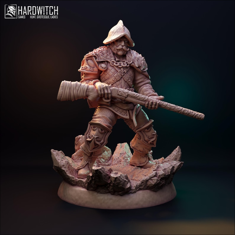 Human Rifleman Gmard Sirch| Dnd Fantasy Human Gunner Rifleman Miniature | 32mm / 75mm ...