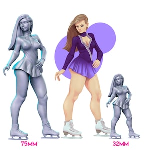 Olimpic Ice Skating Girl | Female miniature 3d resin printed model | 32mm - 75mm | by RNEstudio