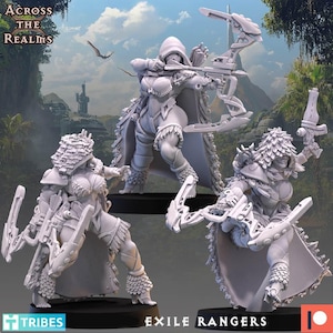 Exile Rangers | Sci-fi kvinnlig bågskytt samlarminiatyr | 40 mm / 75 mm | av Across the Realms
