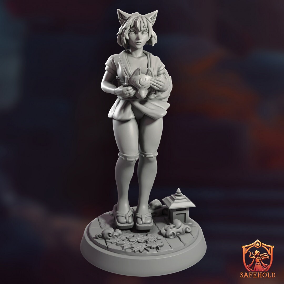 Inari, Kitsune Girl | Female Fantasy Miniature 3d Resin Printed