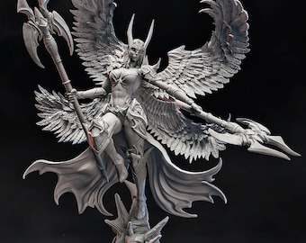 Brynhildr, the Valkyrie| Fantasy miniature aasimar valkyrie angel female pin up miniature 3d print  | 80mm | by LD3Dart