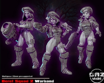Escouade de Bérets | Figurines d'artilleuses de science-fiction | Impression en résine 32 mm